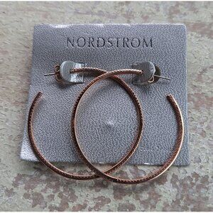 NEW Nordstrom Cubic Zirconia and Rose Gold Nickel -Free Hoop Earrings
